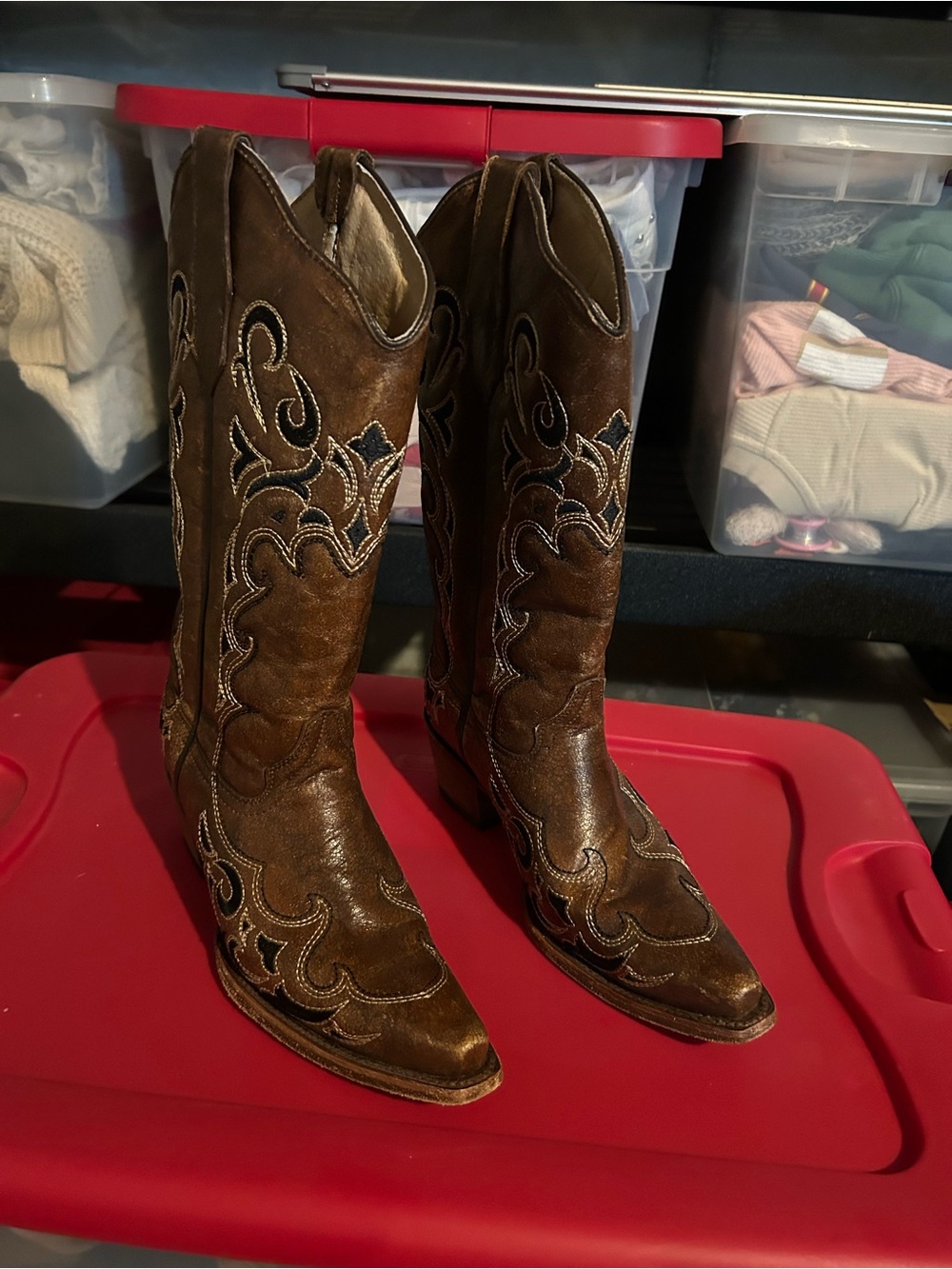 Brown Western Embroidered Cowgirl Boots